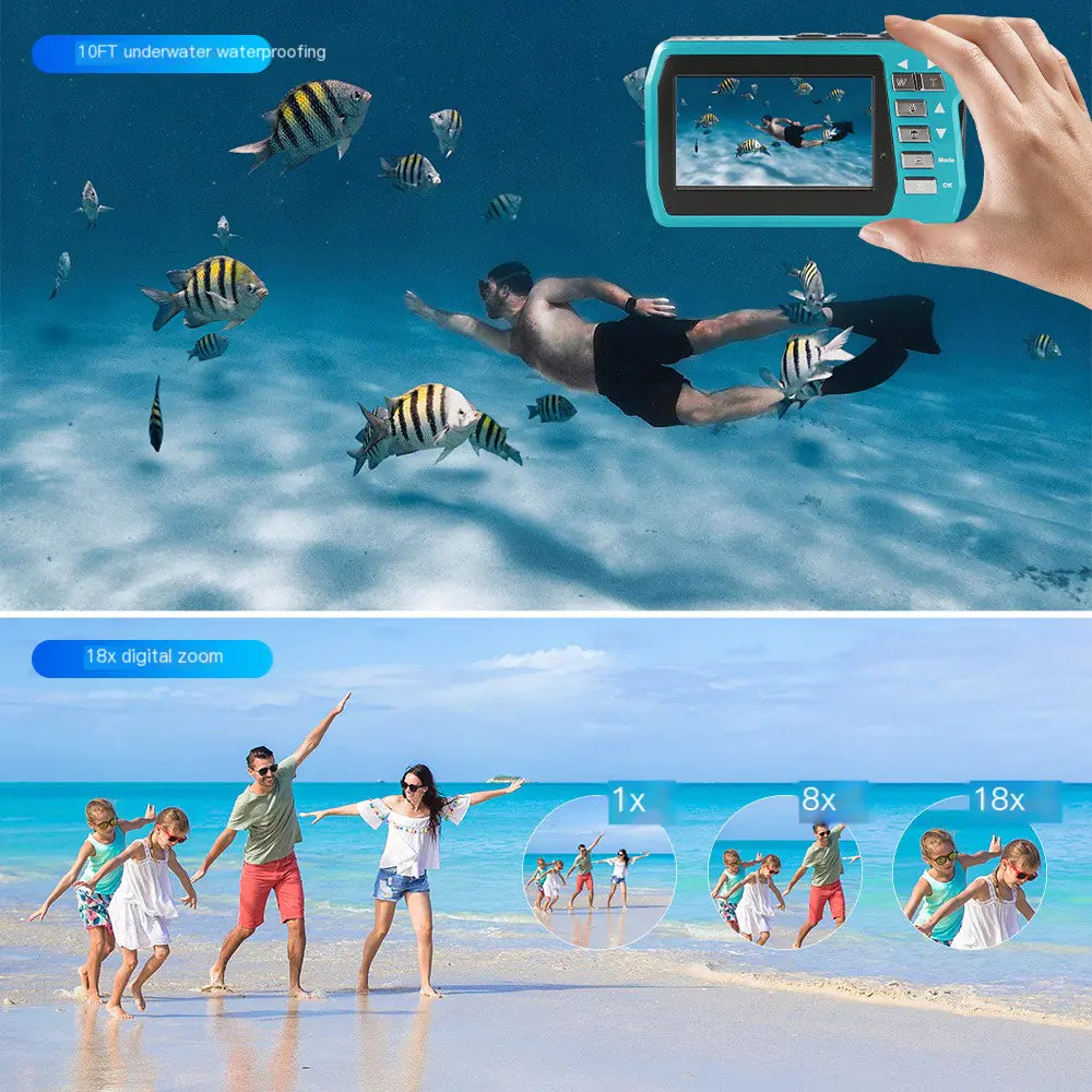 OceanPro Dual LCD Screen 4K Waterproof Camera