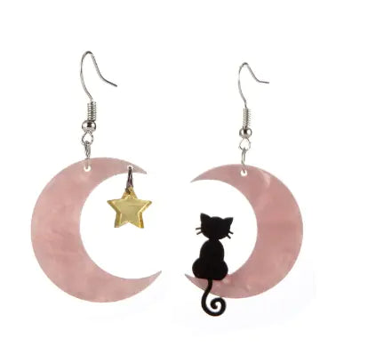 Mystic Moon & Star Kitty Earrings