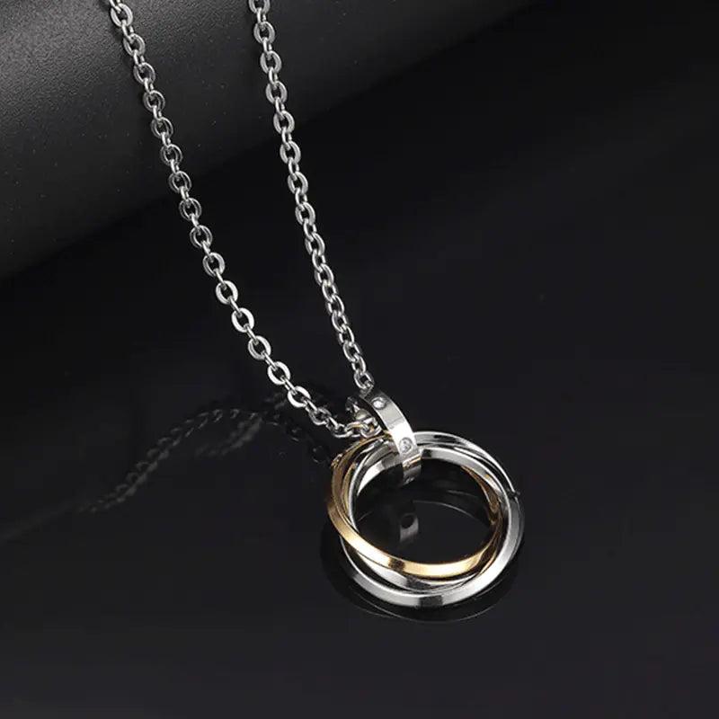 Triple Ring Titanium Steel Necklace. for Men - Christmas Gift!