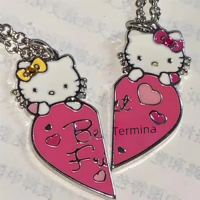 Cute Companion Hello Kitty Cat Love & Friendship Pendant Necklace