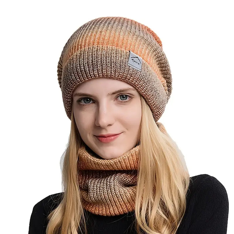 Thickened Warm Ear Protector Knitted Hat and Neck Warmer/Scarf