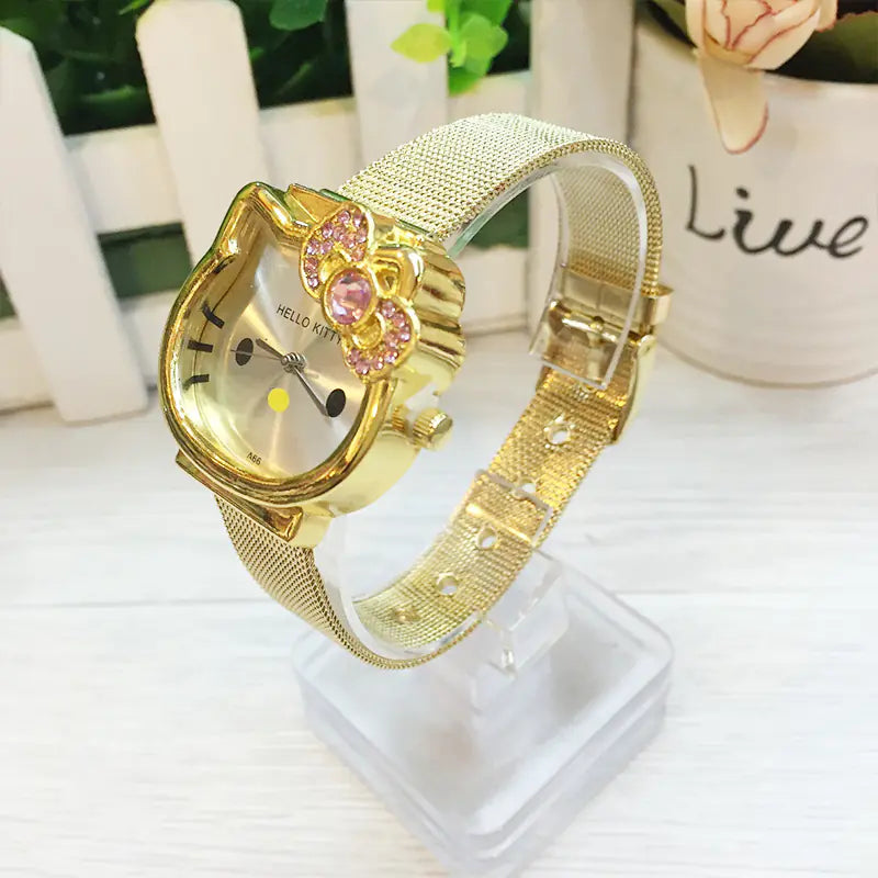 Hello Kitty Cat Steel Band Quartz Watch