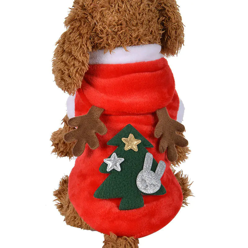 Festive Furry Fashion: Red Reindeer Velvet Pet Outfit!