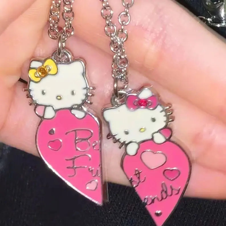 Cute Companion Hello Kitty Cat Love & Friendship Pendant Necklace