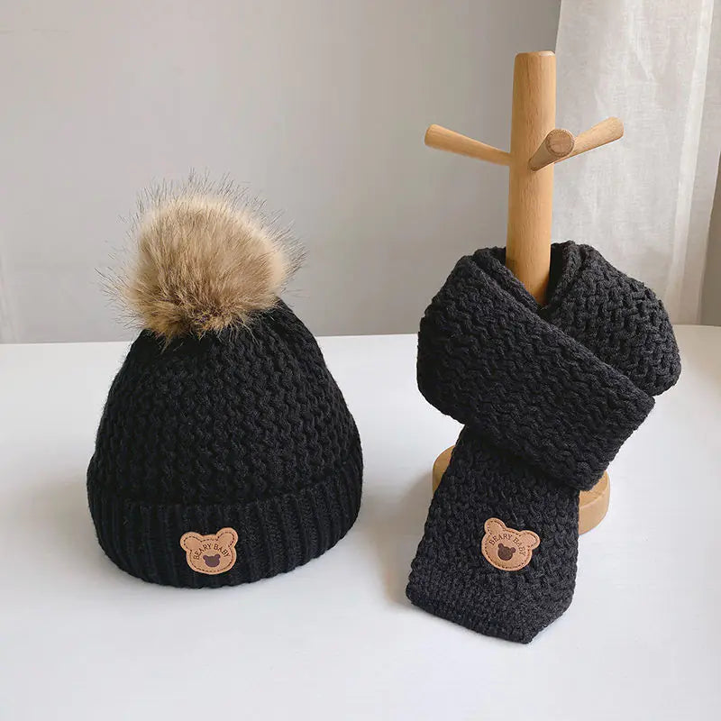 Snuggle Cub Children's Winter Hat and Scarf Set for Boys and Girls