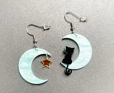 Mystic Moon & Star Kitty Earrings