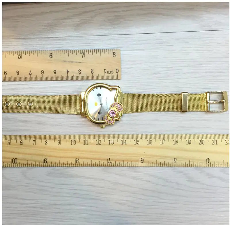 Hello Kitty Cat Steel Band Quartz Watch