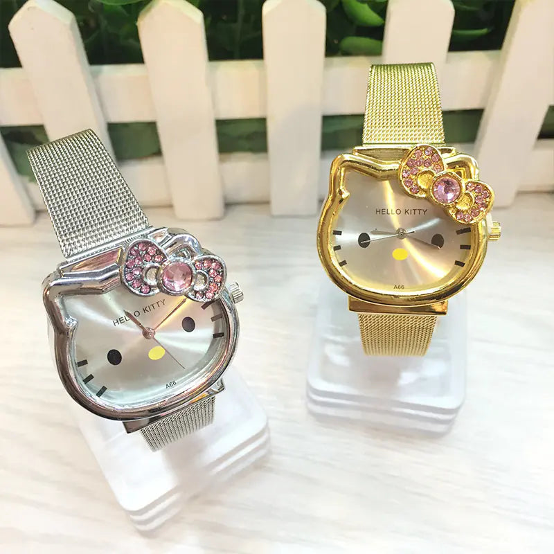 Hello Kitty Cat Steel Band Quartz Watch