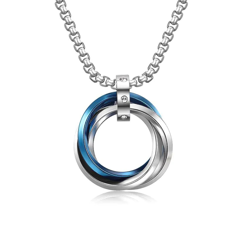 Triple Ring Titanium Steel Necklace. for Men - Christmas Gift!