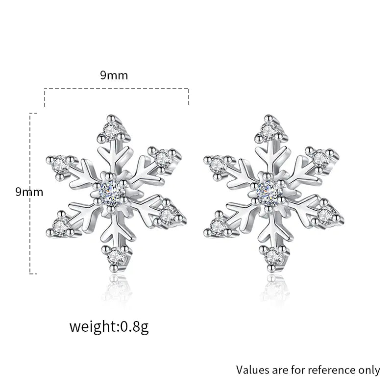 Festive Glow Diamond Snowflake Silver Earrings