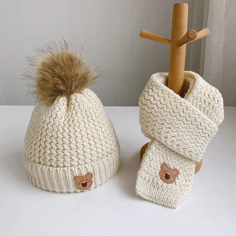 Snuggle Cub Children's Winter Hat and Scarf Set for Boys and Girls