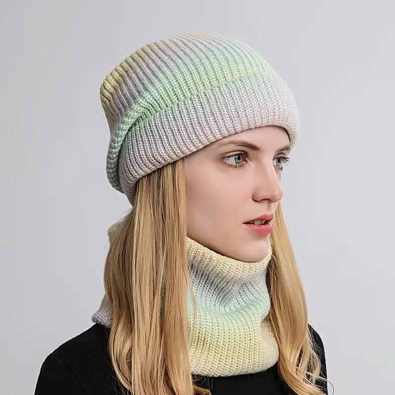Thickened Warm Ear Protector Knitted Hat and Neck Warmer/Scarf