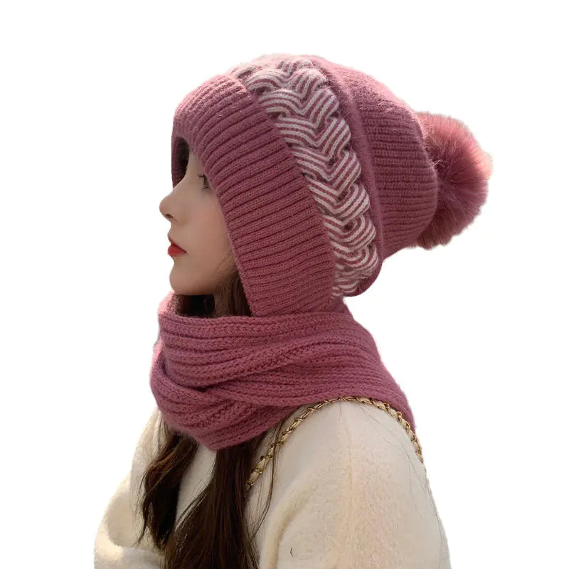Lux Plush Knit Duo - Hat & Scarf Two in One Winter Set