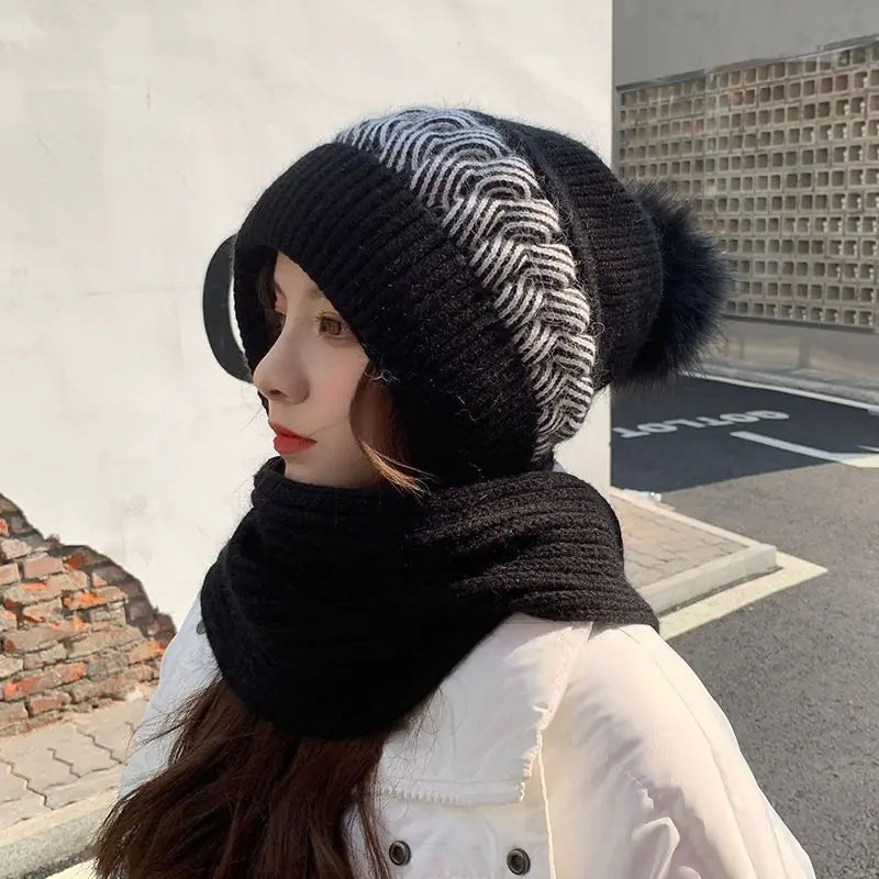 Lux Plush Knit Duo - Hat & Scarf Two in One Winter Set