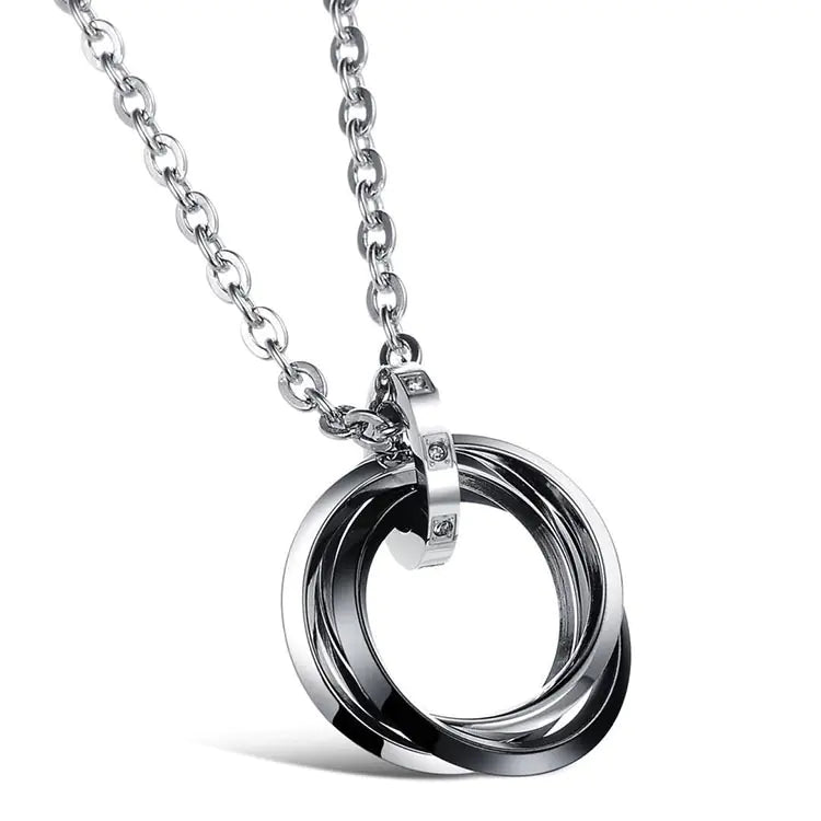Triple Ring Titanium Steel Necklace. for Men - Christmas Gift!