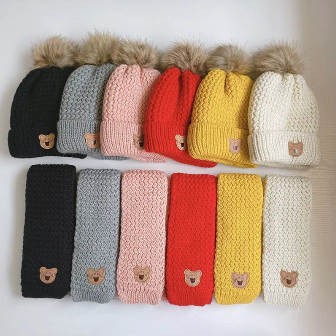 Snuggle Cub Children's Winter Hat and Scarf Set for Boys and Girls