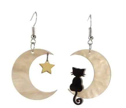 Mystic Moon & Star Kitty Earrings
