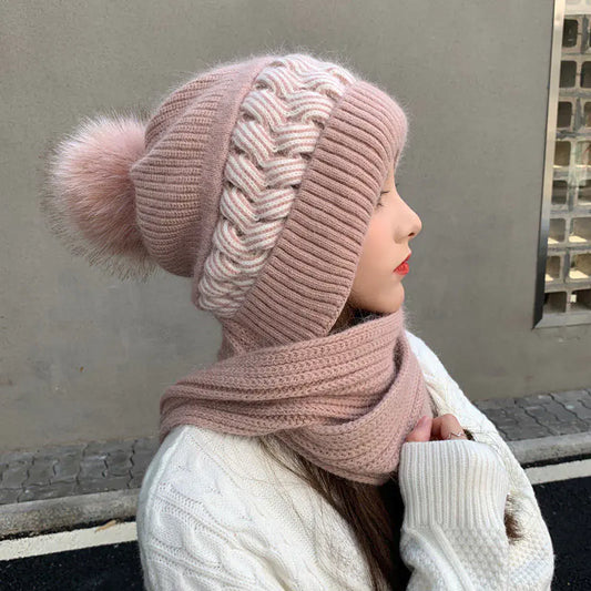 Lux Plush Knit Duo - Hat & Scarf Two in One Winter Set