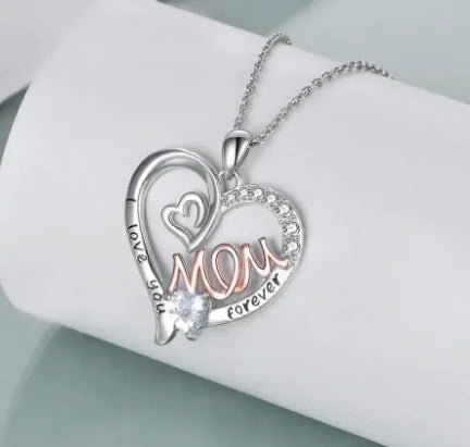 Mom's Love Sparkle Heart Necklace