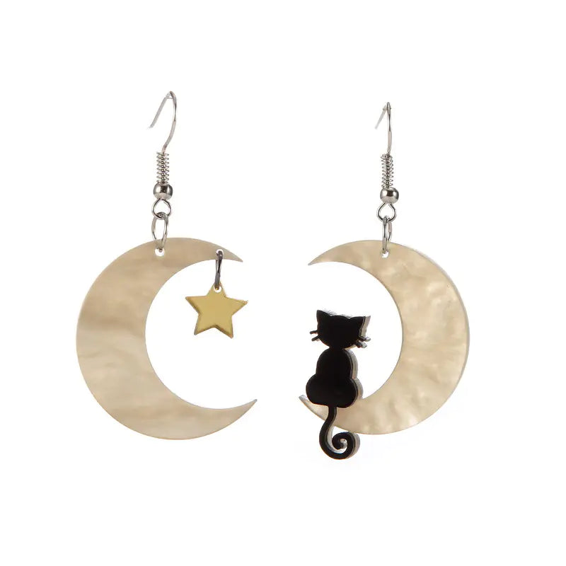 Mystic Moon & Star Kitty Earrings